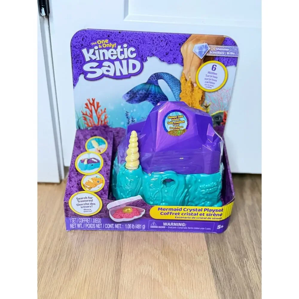 Kinetic Sand Mermaid Crystal Playset With Shimmer Sand Hidden Treasures & Moldab